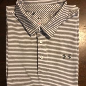 Under Armour XL white gray striped golf polo